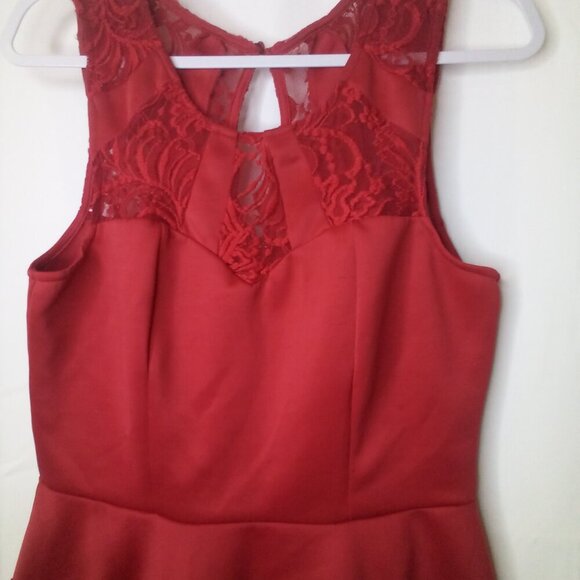 Three Pink Hearts Trixxi Dress Women XL Sleeveless Lace Detail Party Holiday Red - Picture 4 of 16